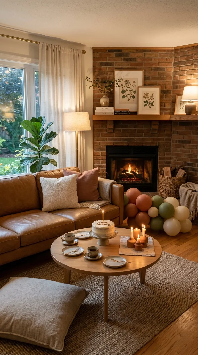 birthday decorations at home Cozy Living Room Setup