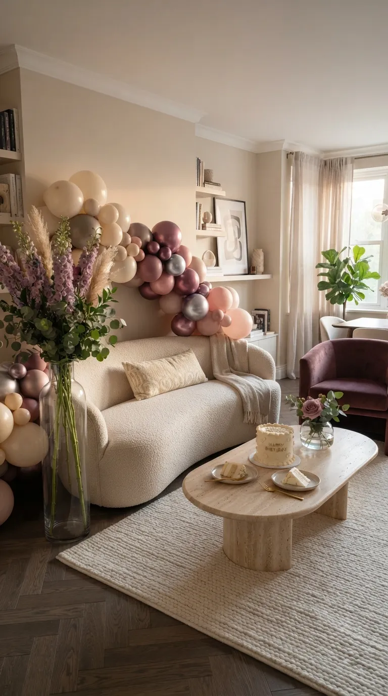 Birthday Decorations Living Room Balloon And Flower Mix