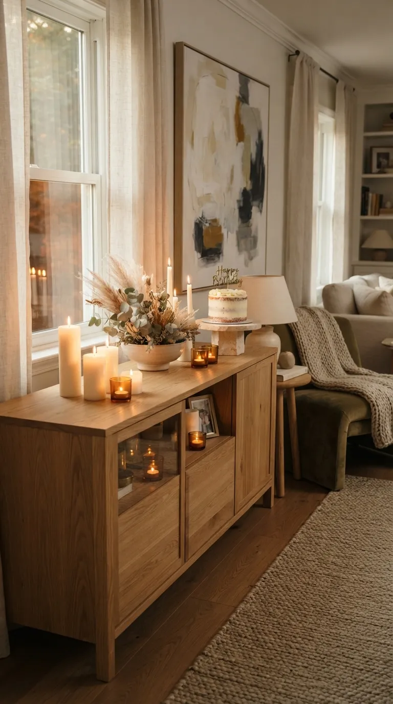 Birthday Decorations Living Room Candlelit Sideboard