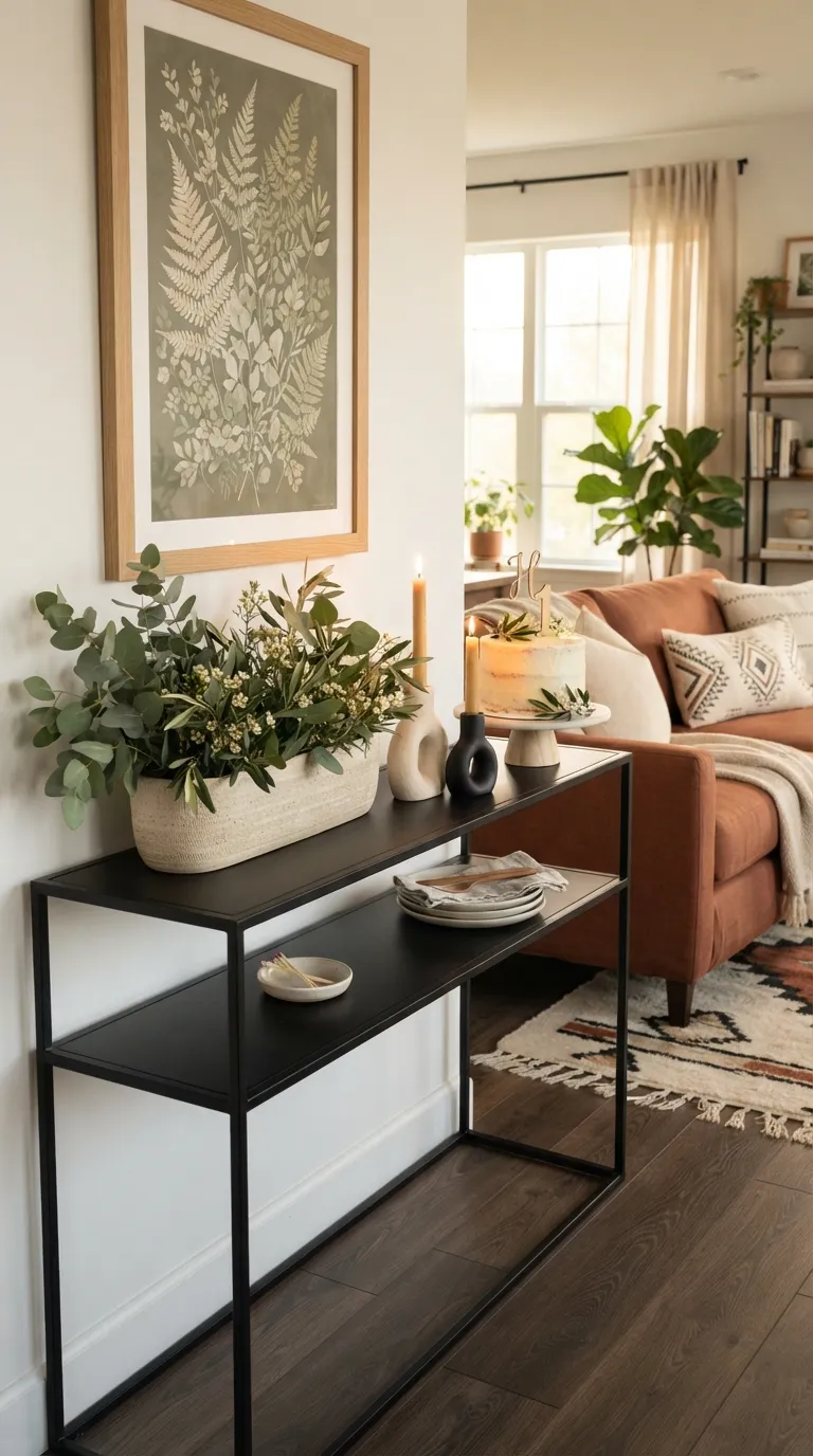 Birthday Decorations Living Room Greenery Console Styling