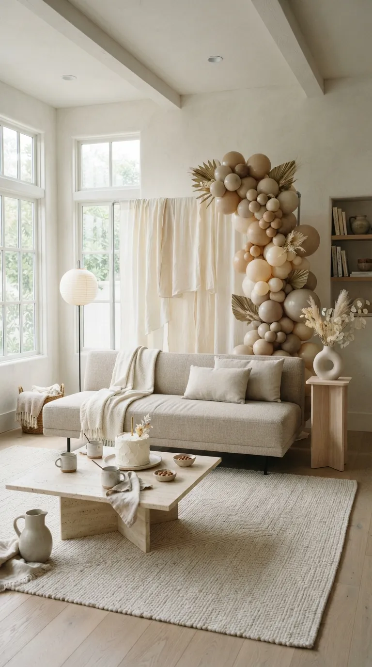 Birthday Decorations Living Room Neutral Birthday Backdrop