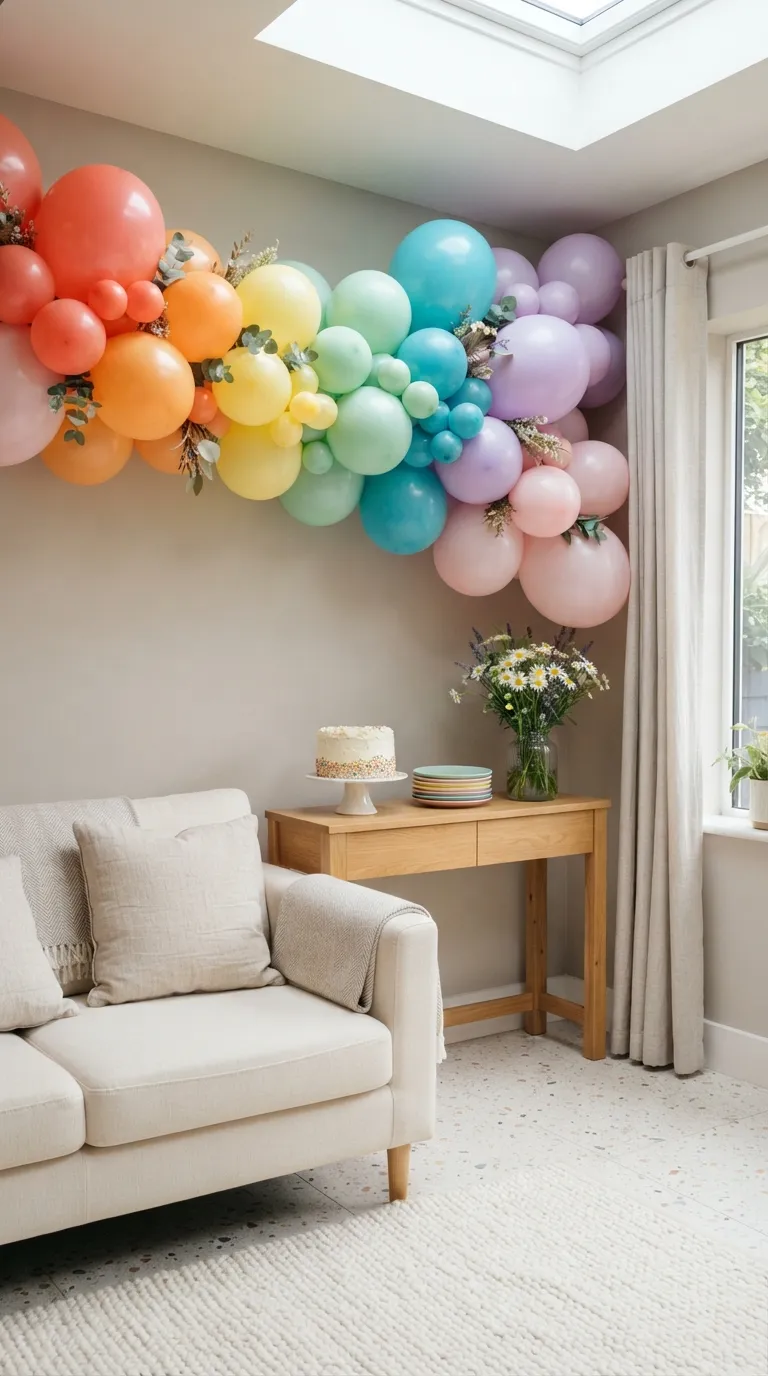 Birthday Decorations Living Room Rainbow Balloon Wall