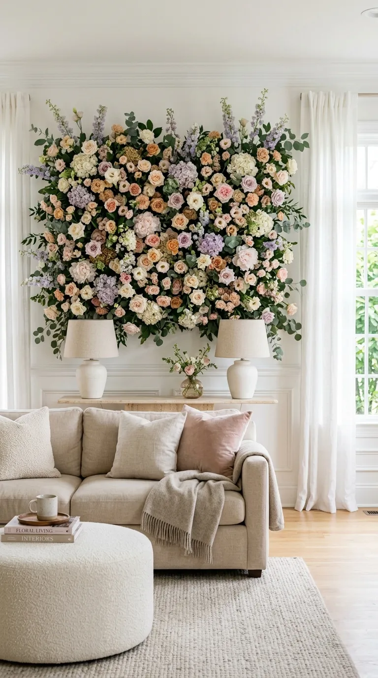 Birthday Living Room Elegant Floral Focal Wall