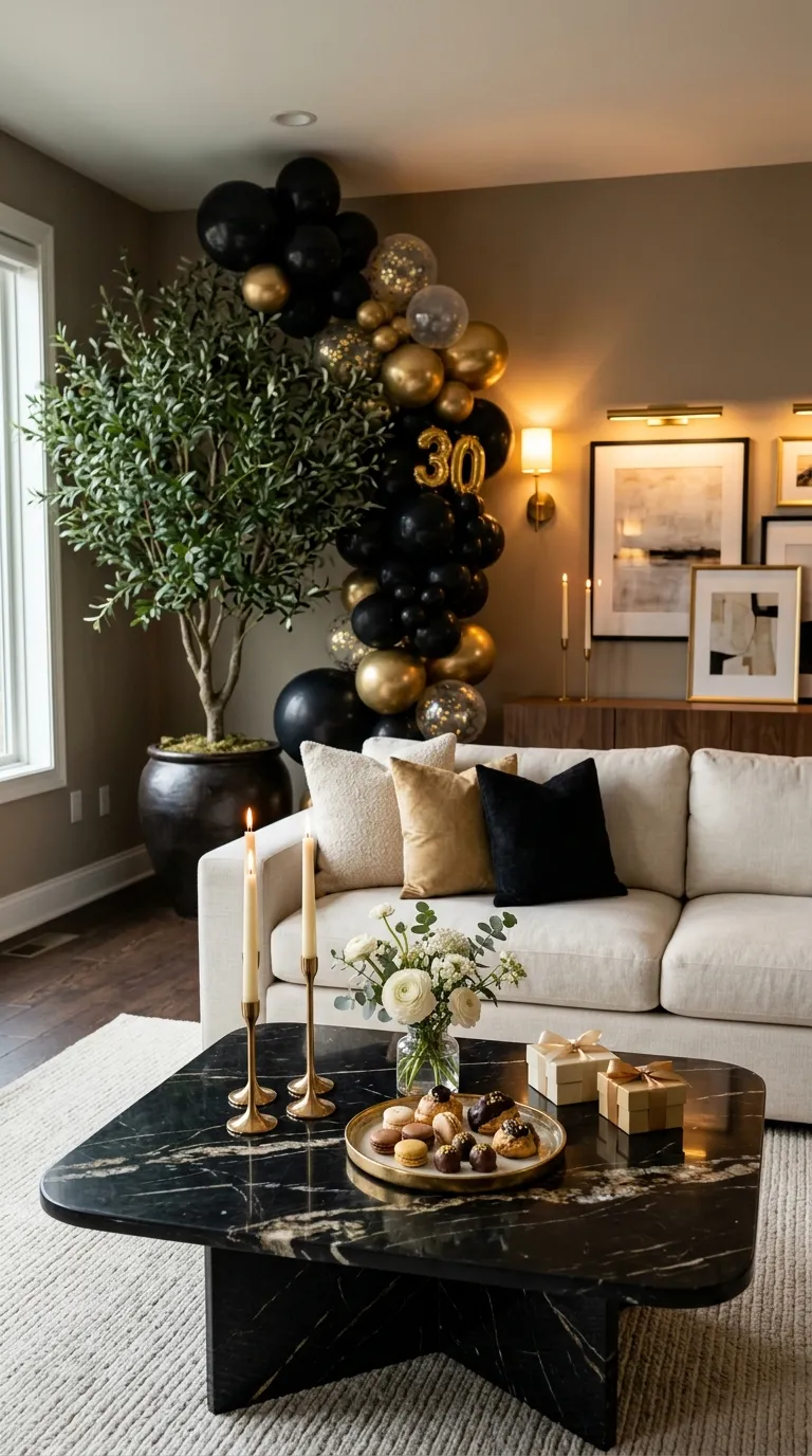 Birthday Living Room Luxe Black And Gold Decor