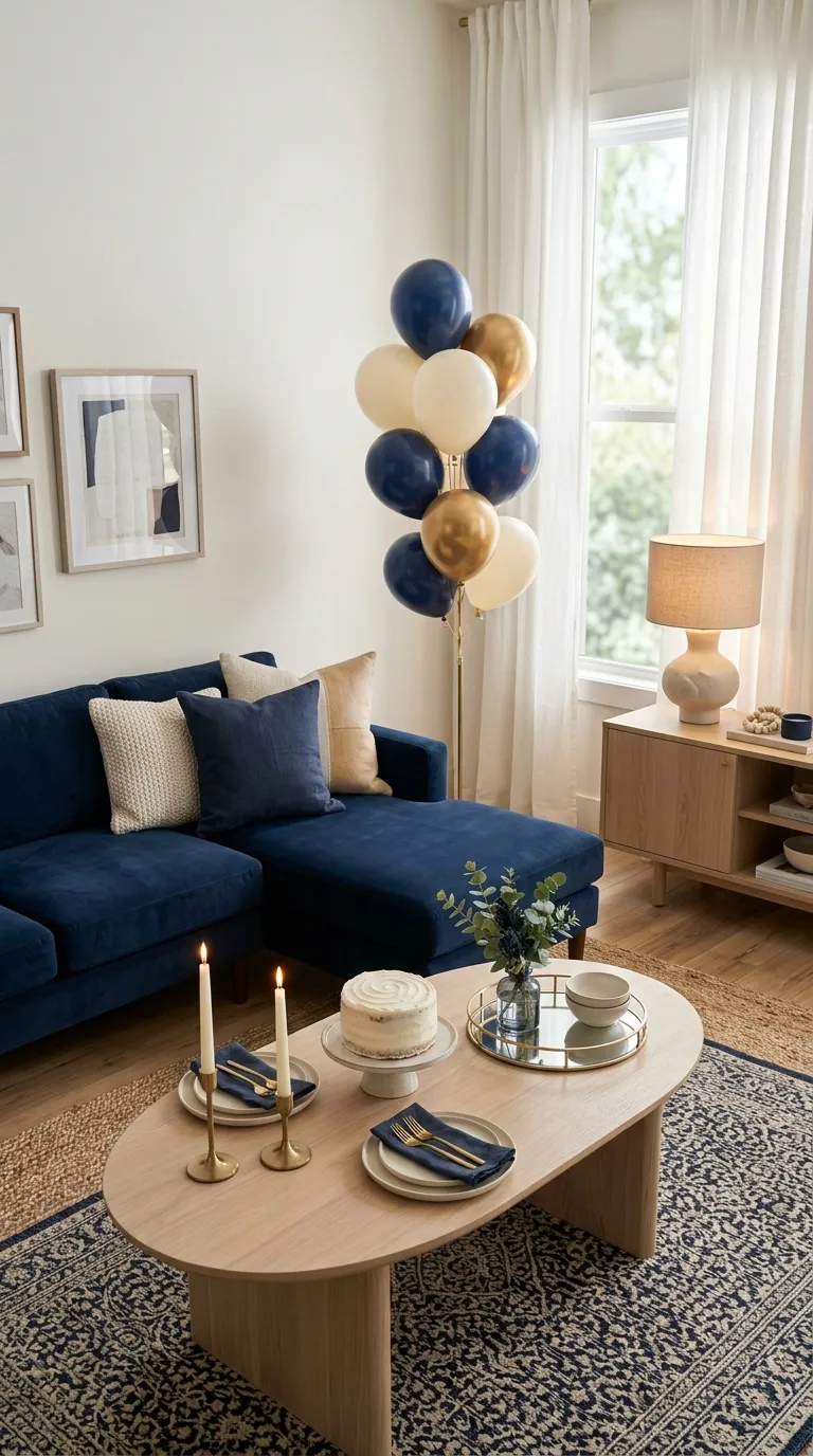 Birthday Living Room Modern Navy Birthday Decor