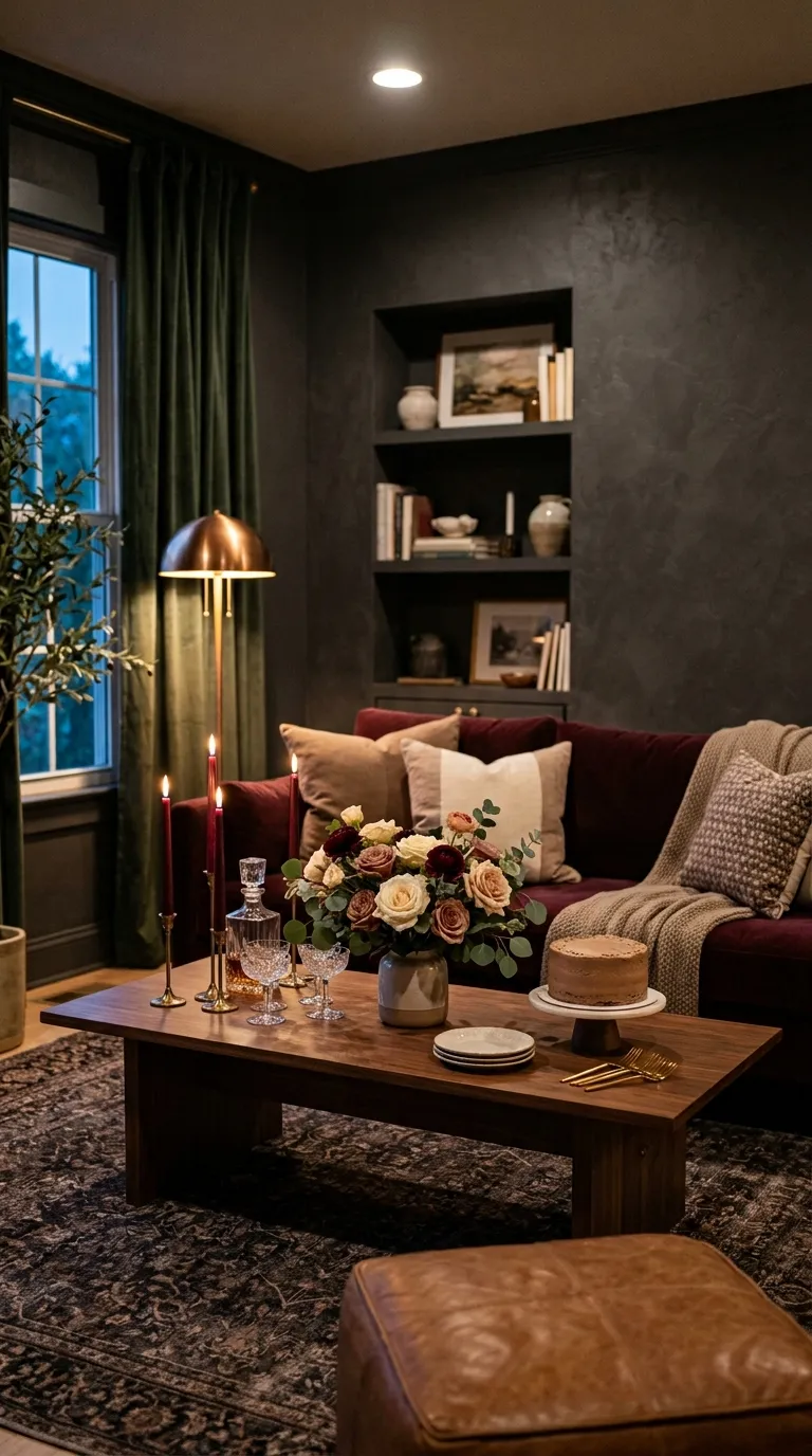 Birthday Living Room Moody Burgundy Lounge