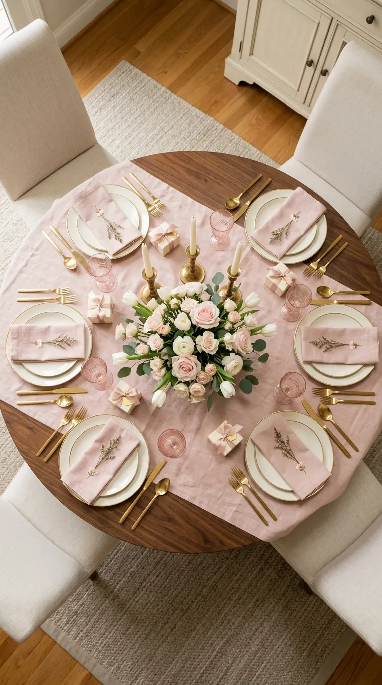 Birthday Pink Decoration Pink and Gold Table Setting