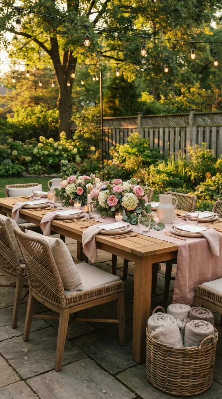 Birthday Pink Decoration Pink Backyard Dinner Table