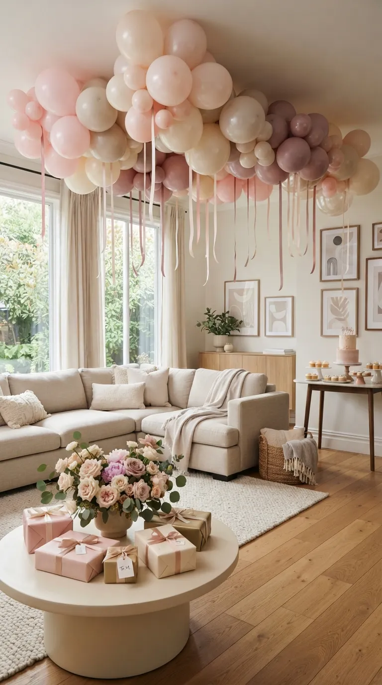 Birthday Pink Decoration Pink Balloon Ceiling Cluster