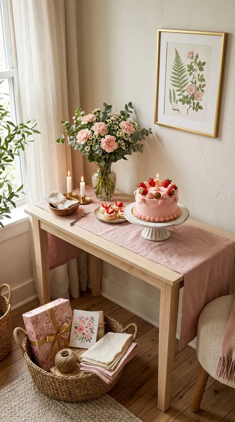 Birthday Pink Decoration Pink Cake Table Nook