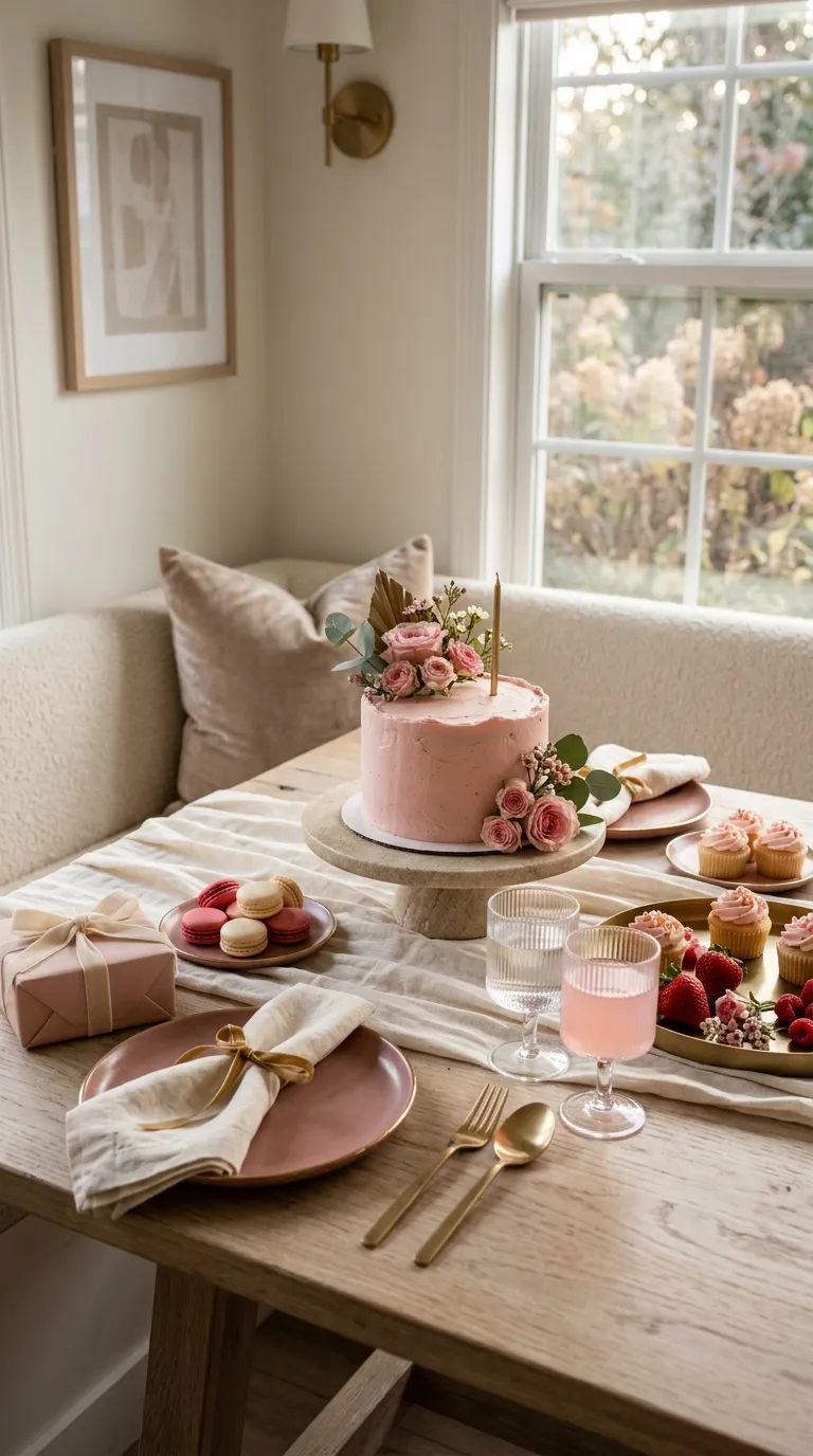 Birthday Pink Decoration Pink Dessert Table