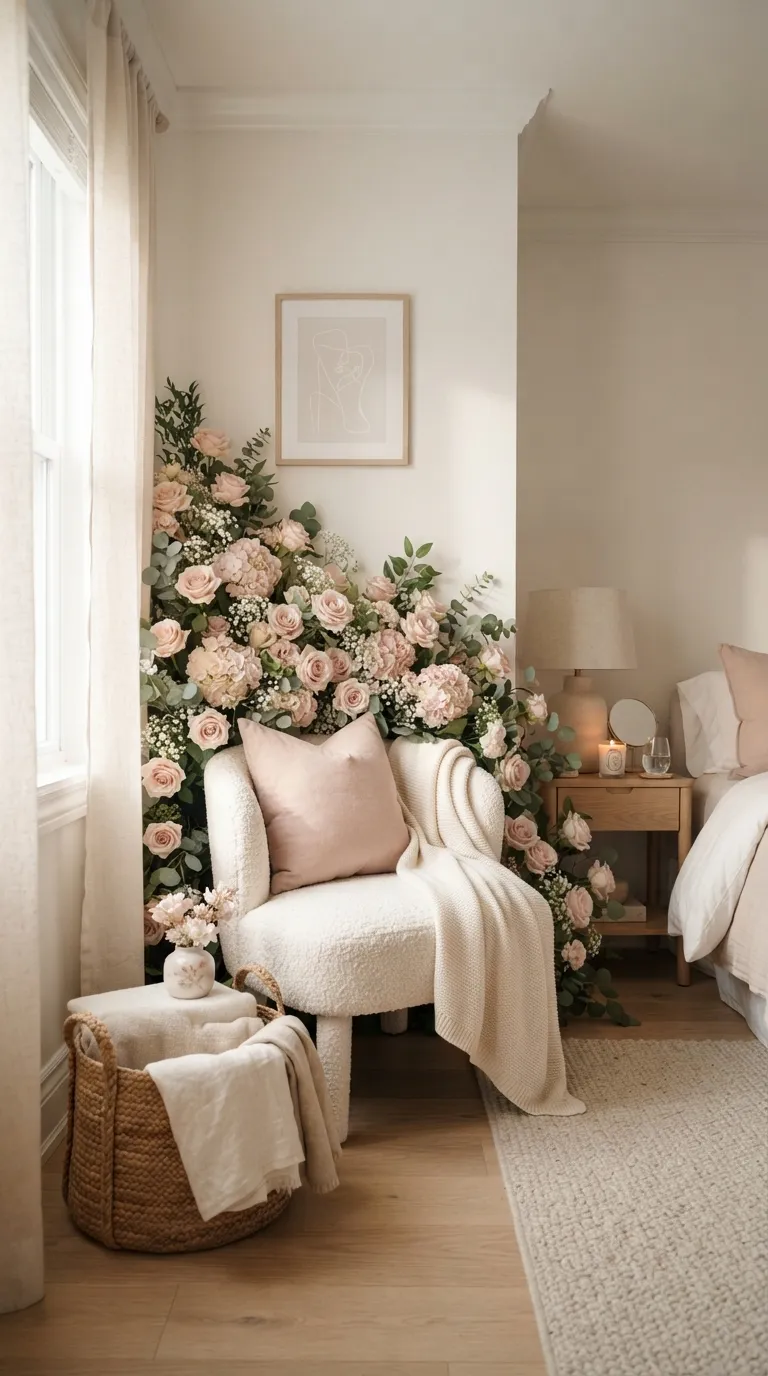 Birthday Pink Decoration Pink Flower Wall Corner