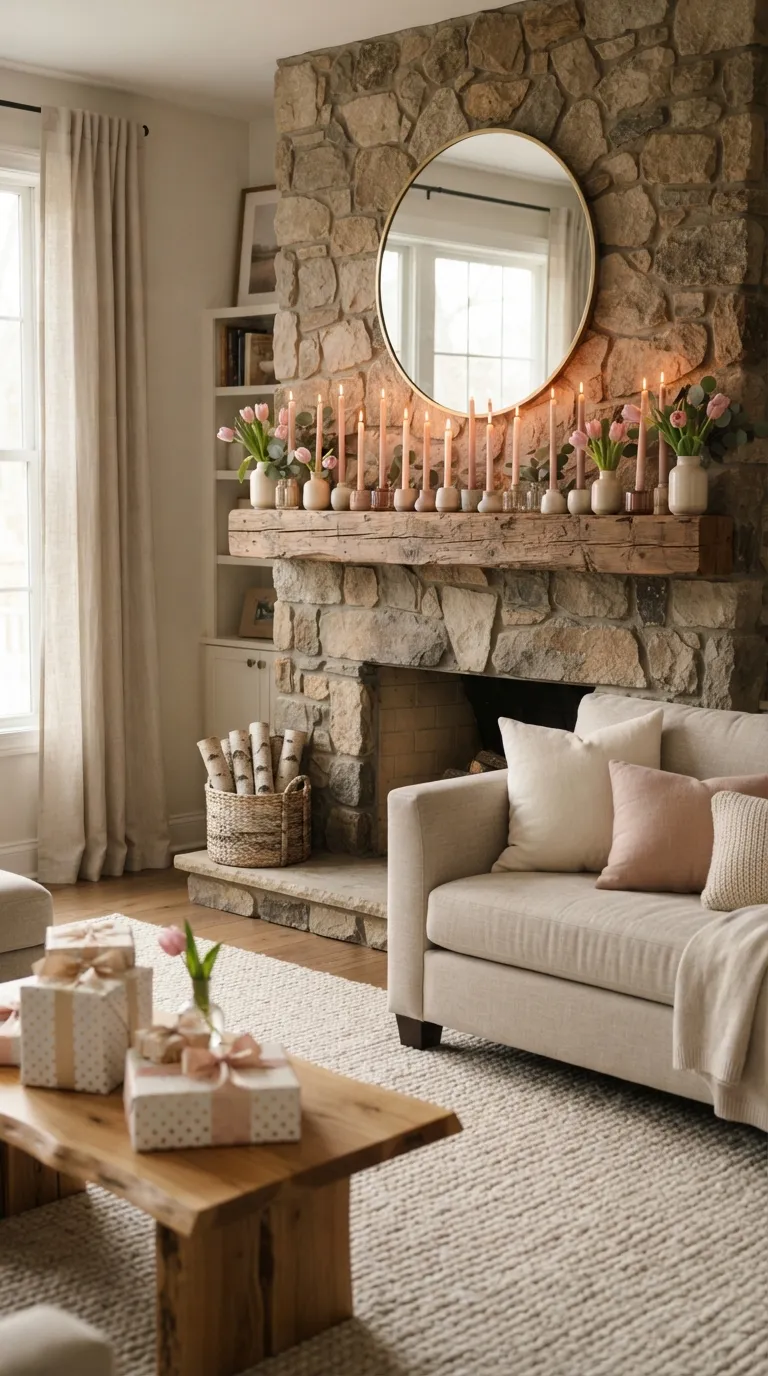 Birthday Pink Decoration Pink Mantel Candle Display
