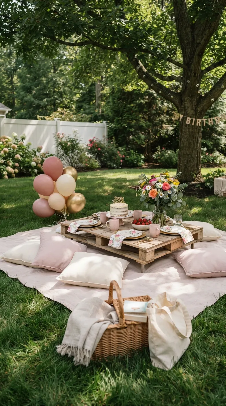Birthday Pink Decoration Pink Picnic Birthday Setup