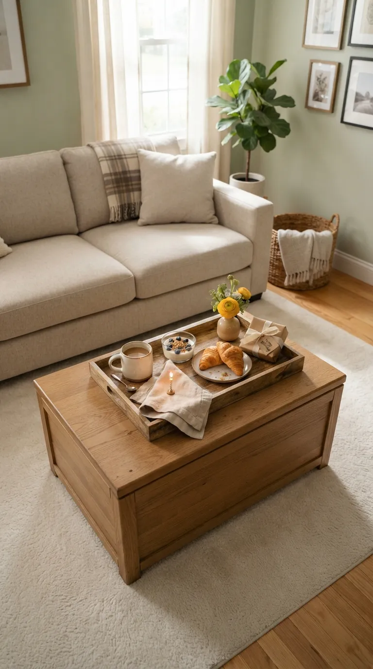 birthday room surprise Breakfast Tray by the Sofa