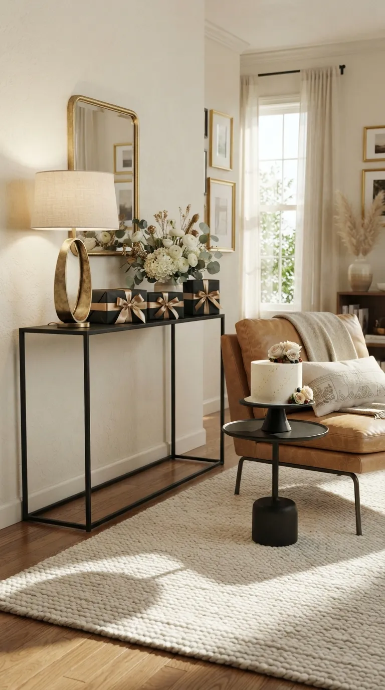 birthday room surprise Elegant Black and Gold Corner
