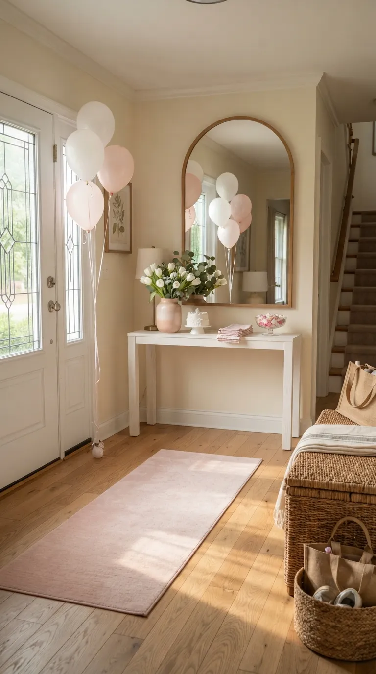 Birthday Theme Pink And White Pink and White Entryway