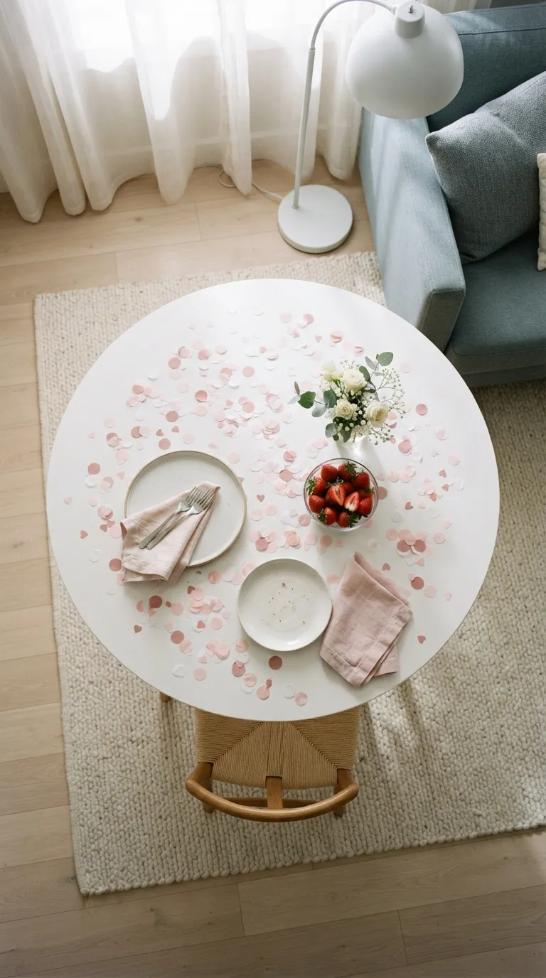 Birthday Theme Pink And White Pink Confetti Table
