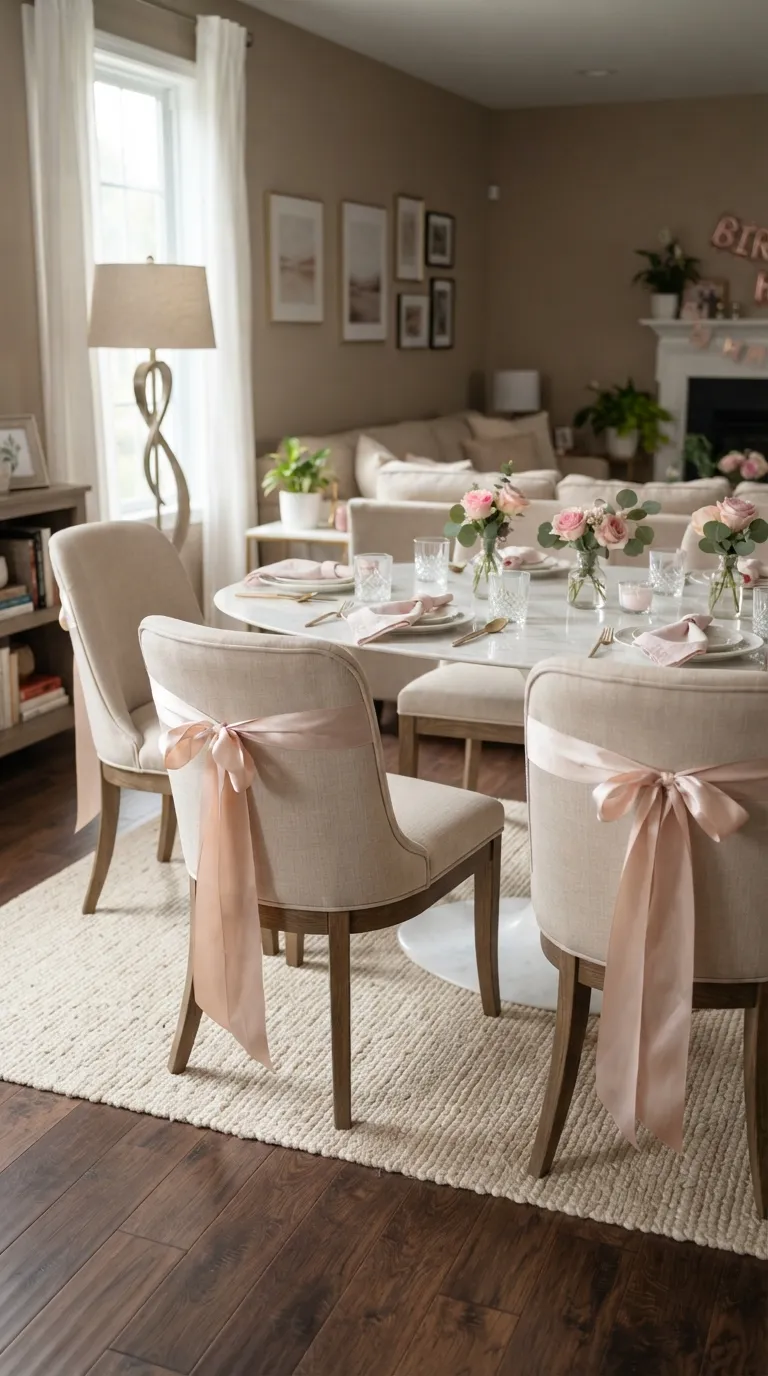 Birthday Theme Pink And White Pink Ribbon Chairs