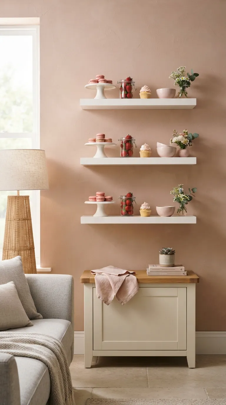 Birthday Theme Pink And White White Dessert Shelves
