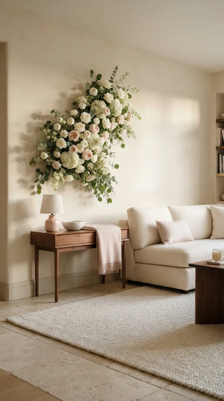 Birthday Theme Pink And White White Floral Wall