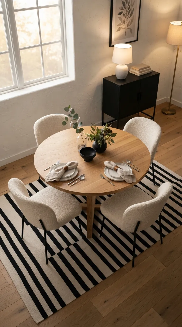 black and white dining room decor Black-and-White Striped Rug