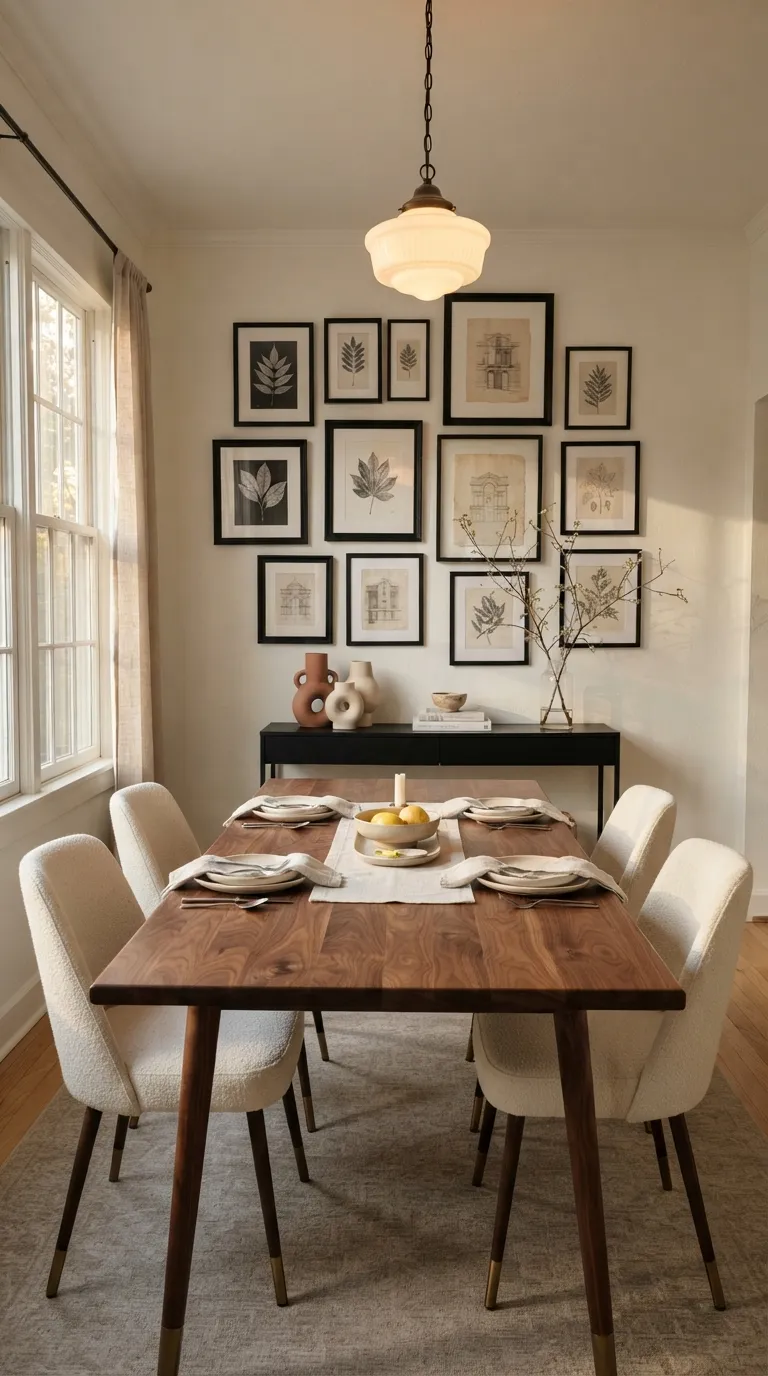 black and white dining room decor Black Frame Gallery Wall