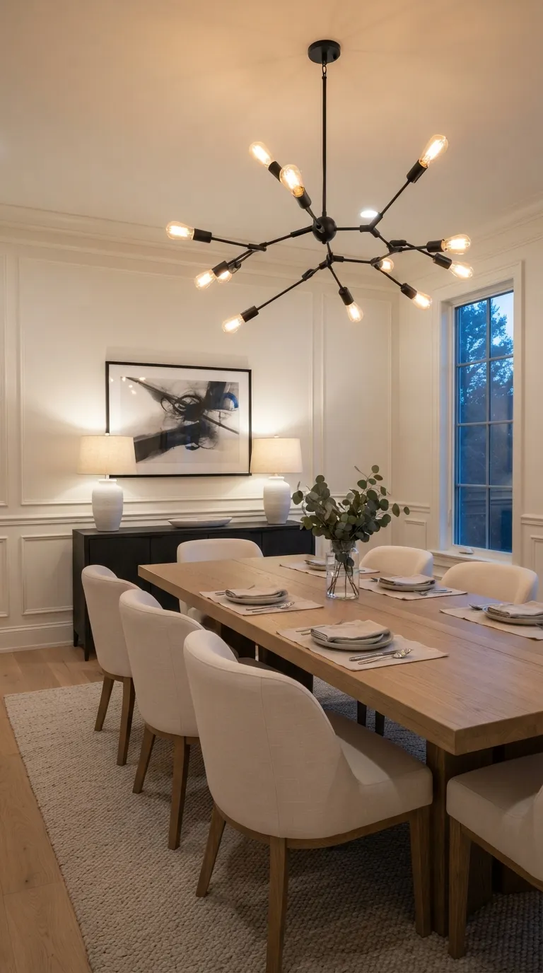 black and white dining room decor Dramatic Black Chandelier