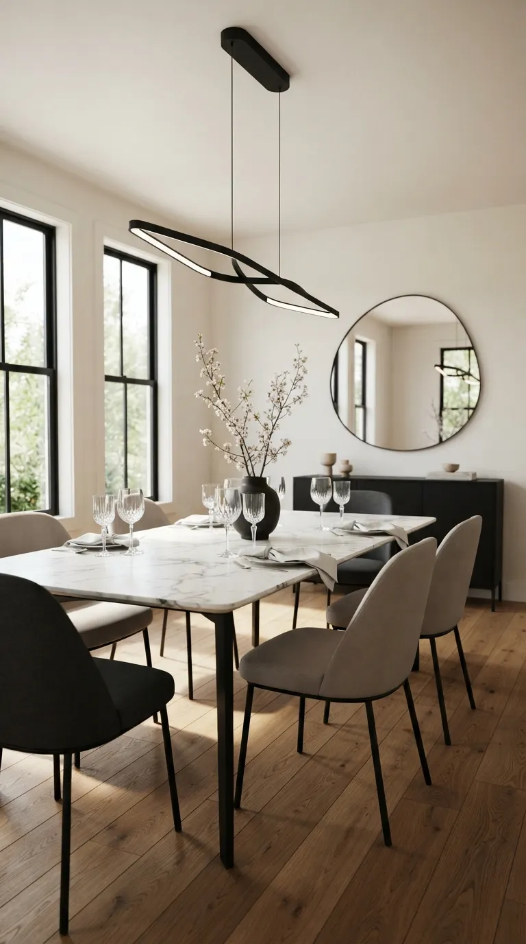 black and white dining room decor Layered Black Pendant