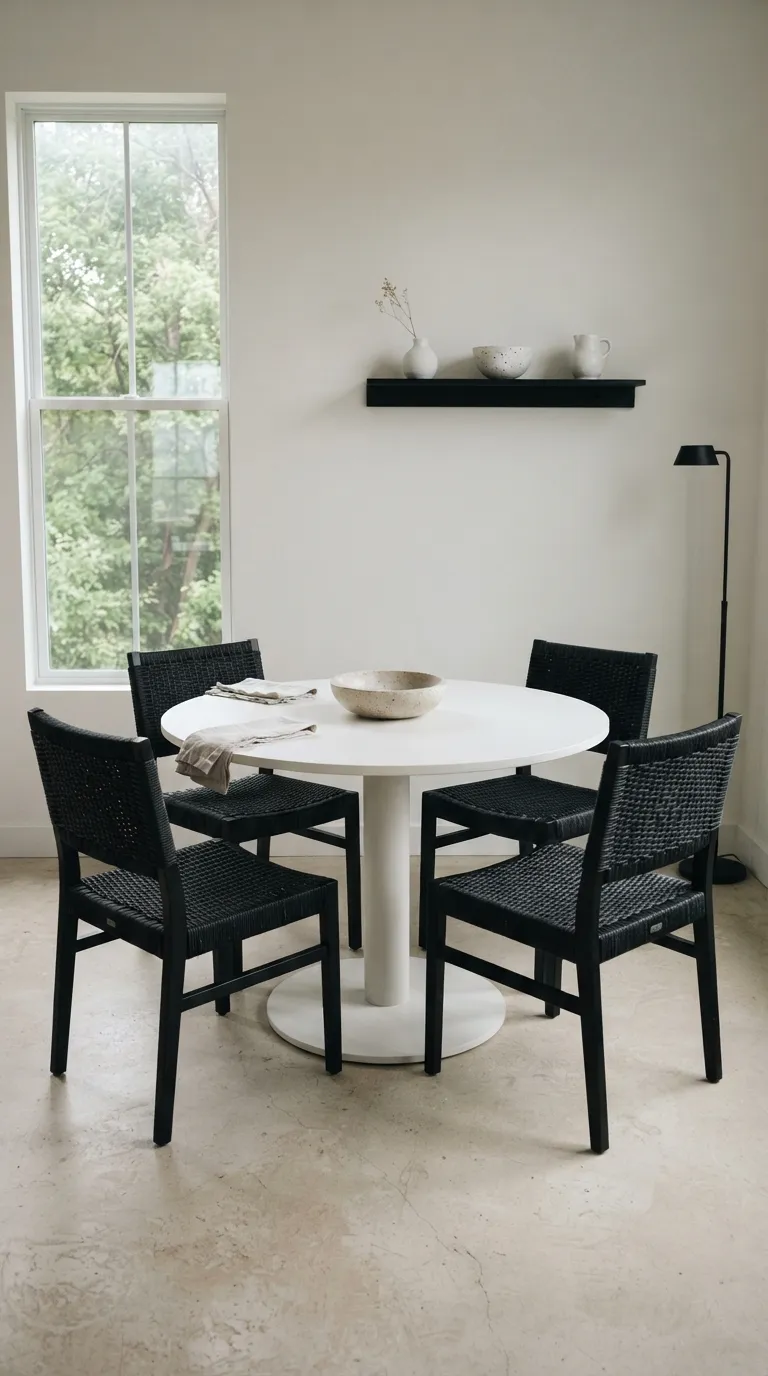 black and white dining room decor Minimal Round Dining Table