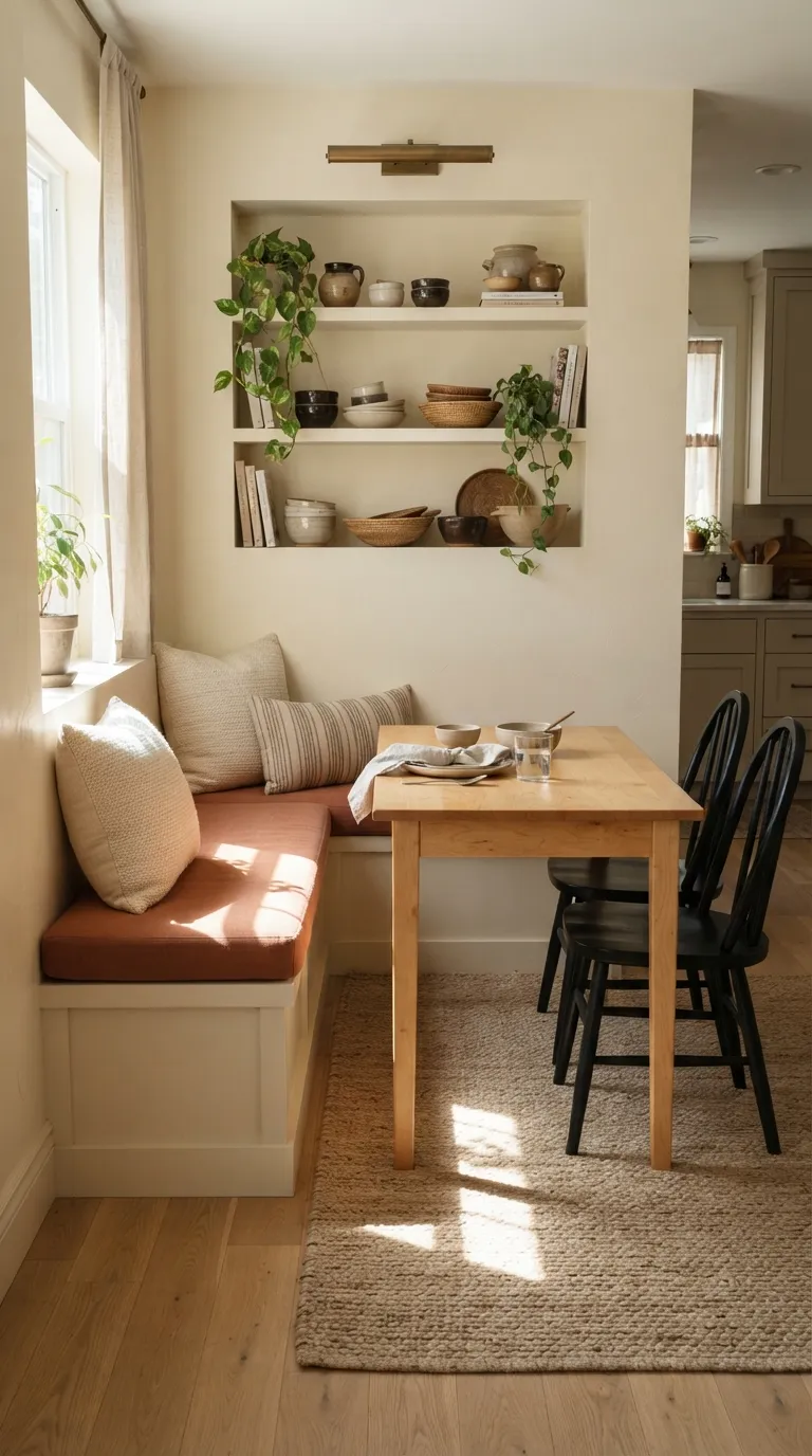 casual dining room decor ideas Built-In Dining Bench