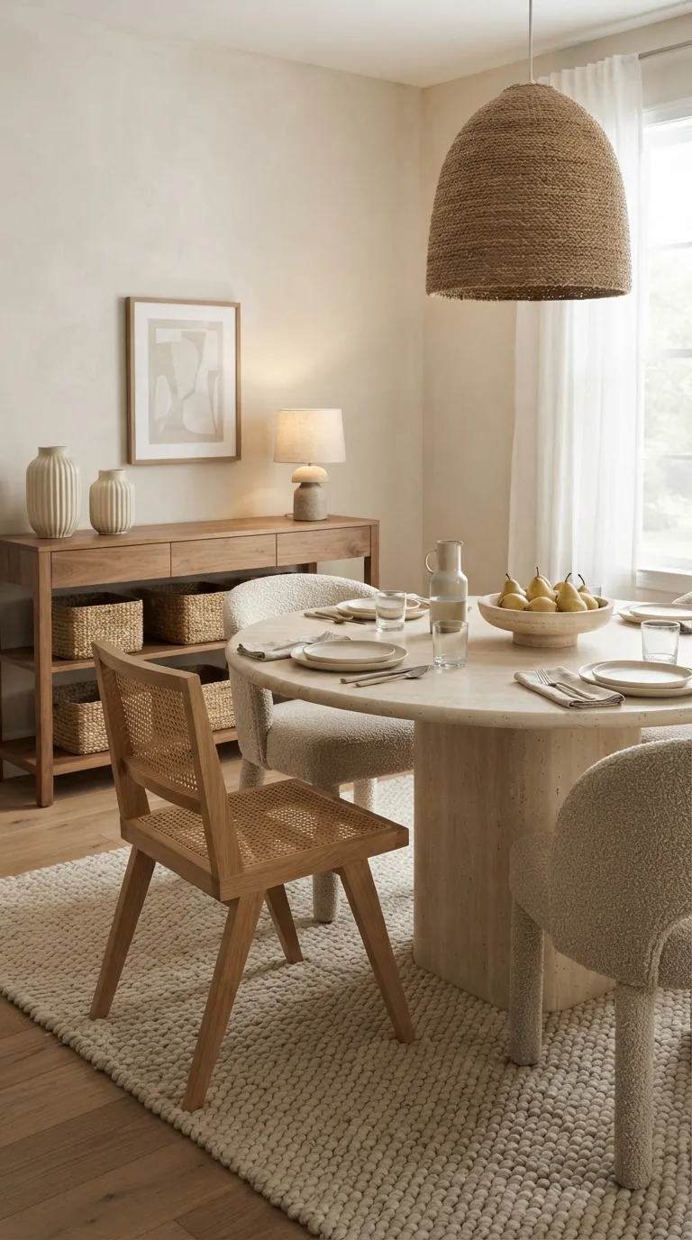 casual dining room decor ideas Layered Neutral Textures