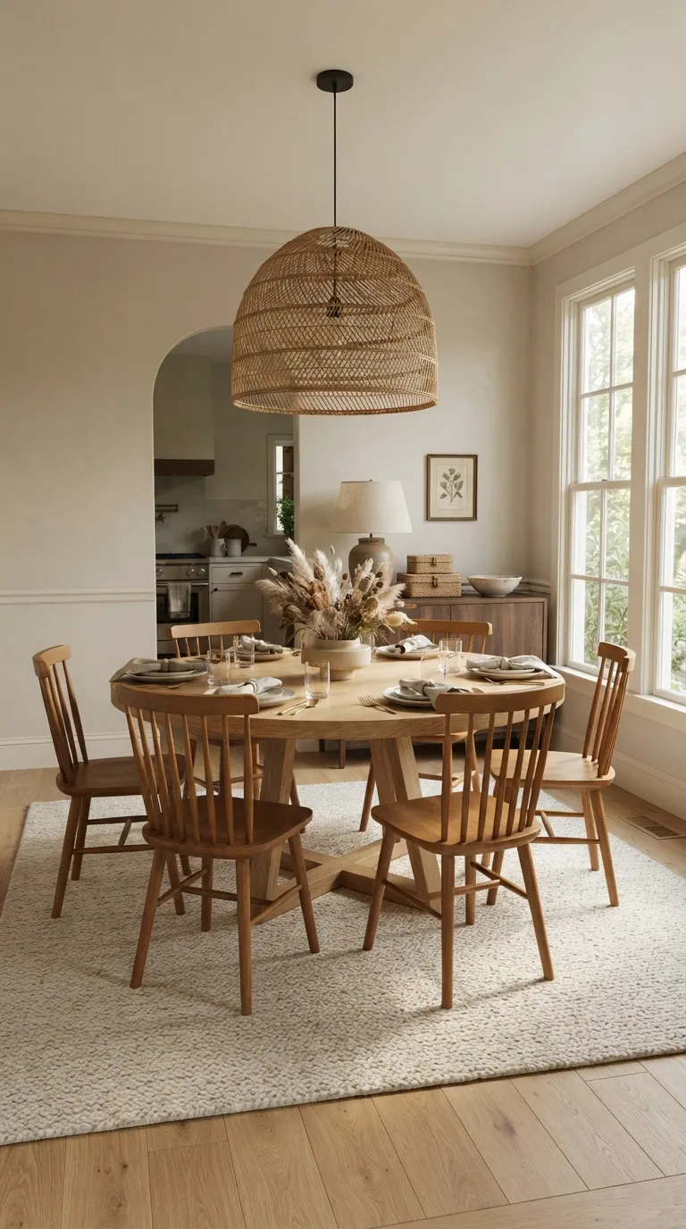 casual dining room decor ideas Natural Rattan Pendant