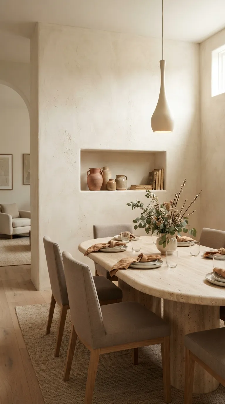 casual dining room decor ideas Textured Plaster Wall