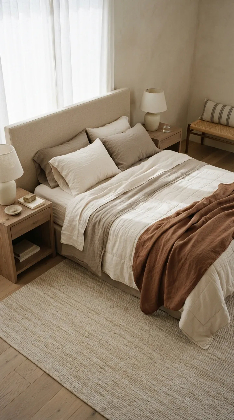 cozy home design trends for a warm aesthetic Layered Bedding With Relaxed Fabrics
