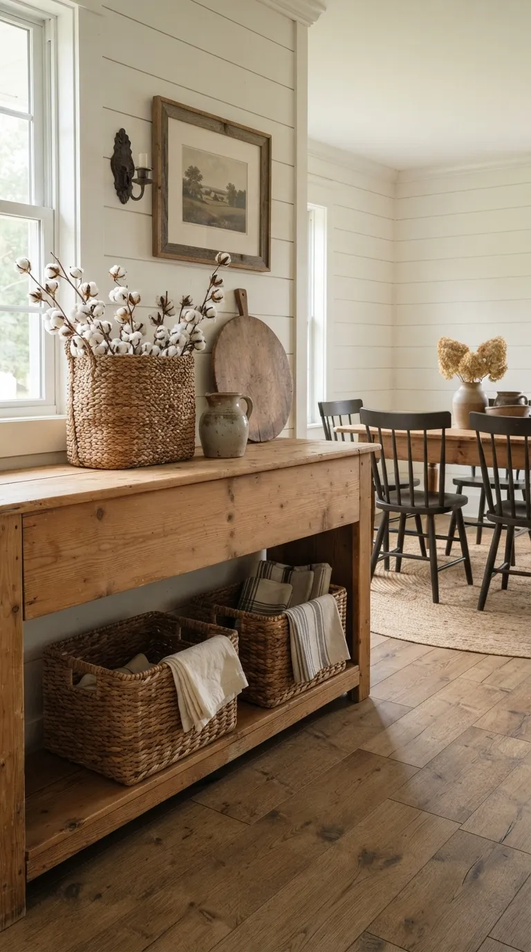 dining room buffet decor ideas Rustic Farmhouse Baskets