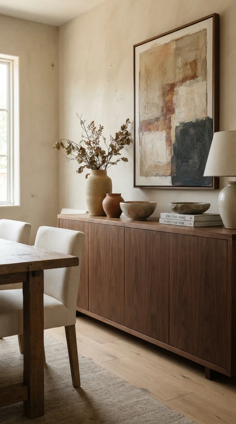 dining room buffet decor ideas Sculptural Pottery Display