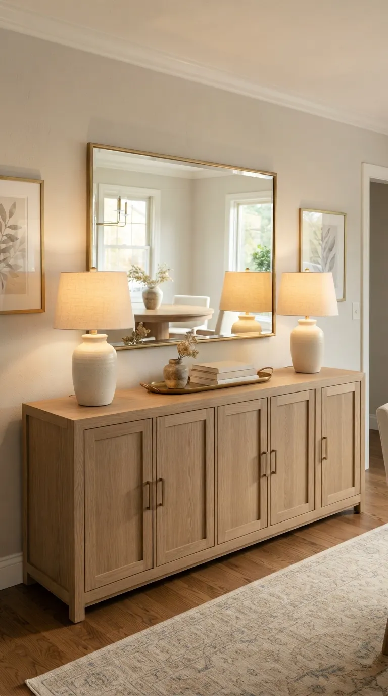 dining room buffet decor ideas Symmetrical Lamp Styling