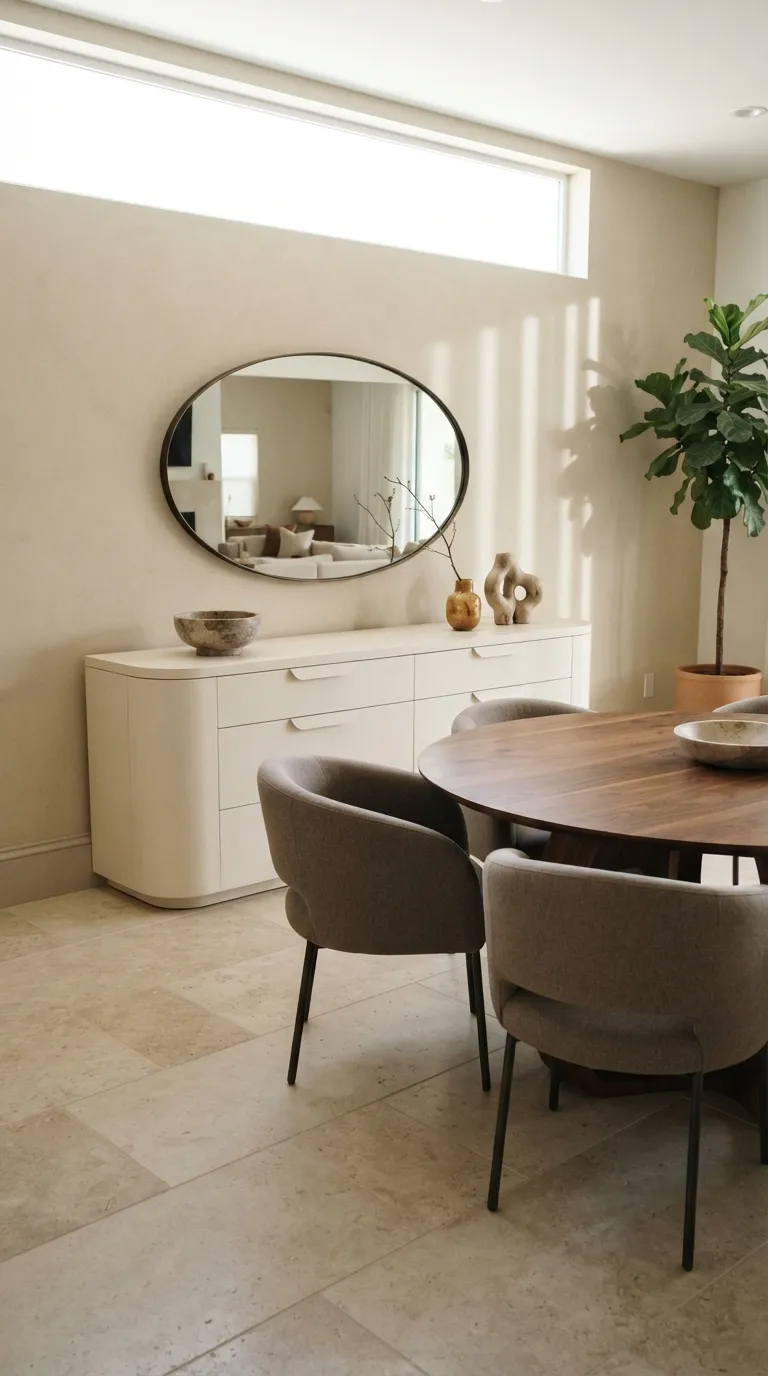 dining room buffet decor modern Curved Furniture Pairing
