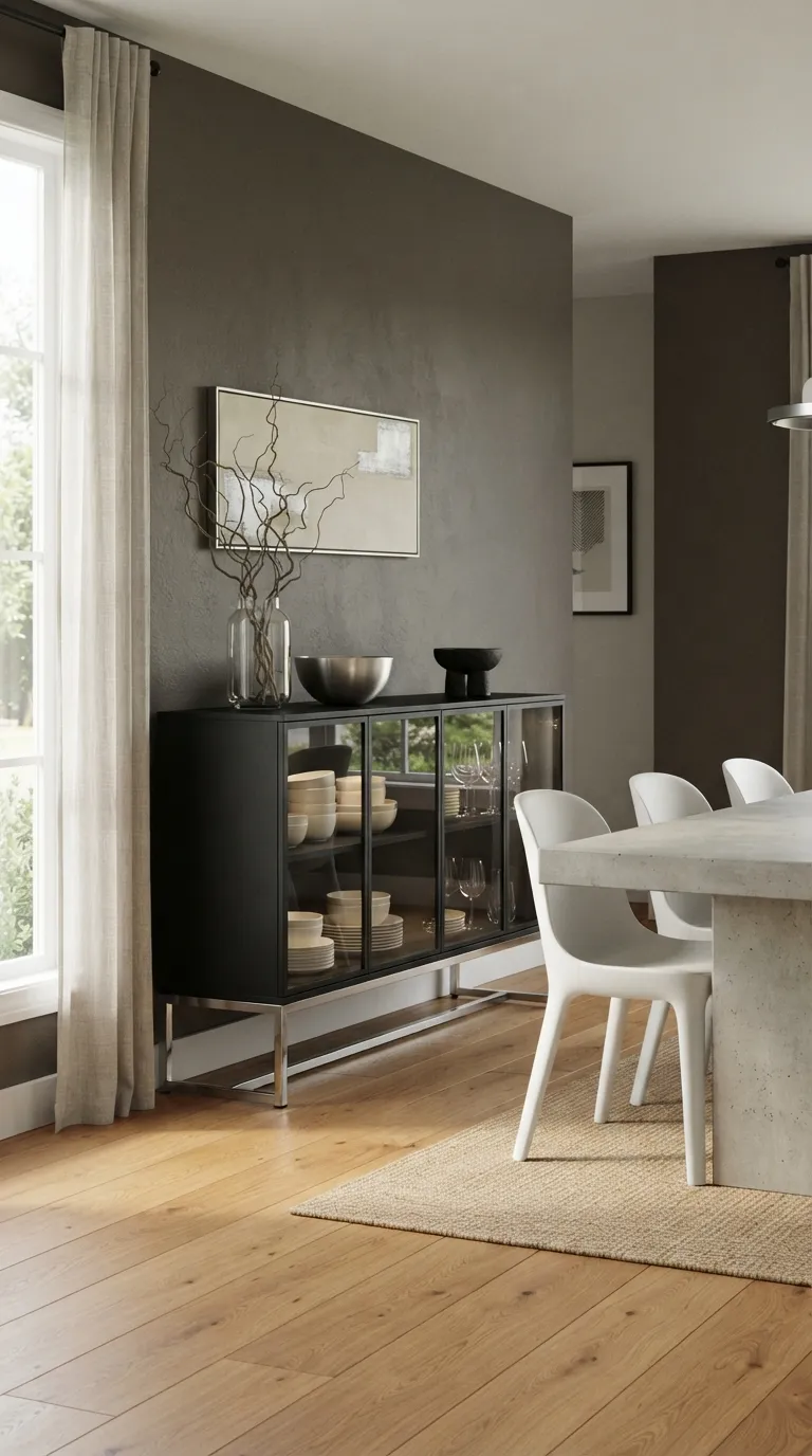 dining room buffet decor modern Glass And Metal Mix