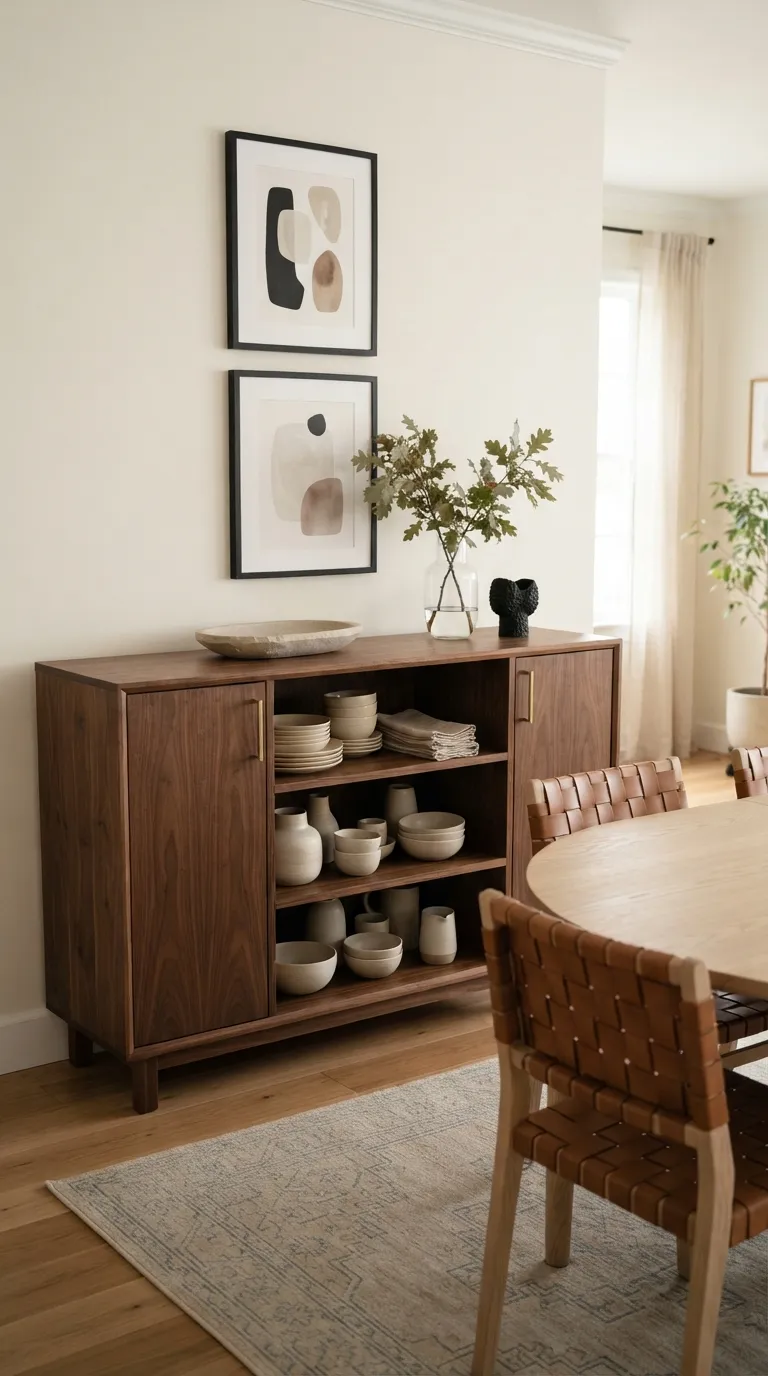 dining room buffet decor modern Open Shelf Styling