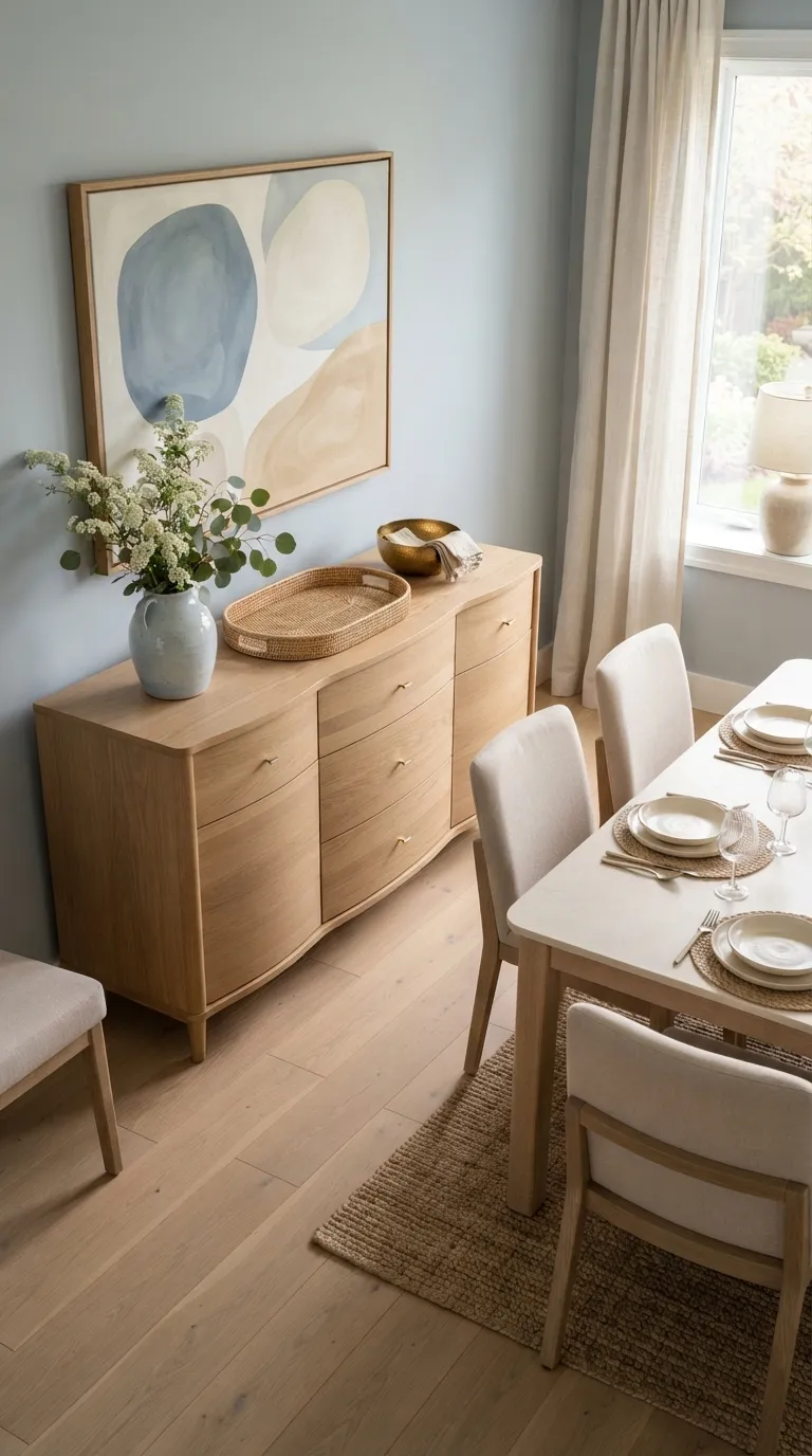 dining room buffet decor modern Soft Blue And Oak