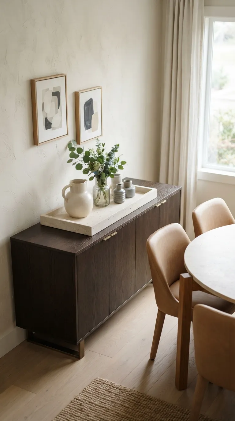 dining room buffet decor modern Stone Tray Styling