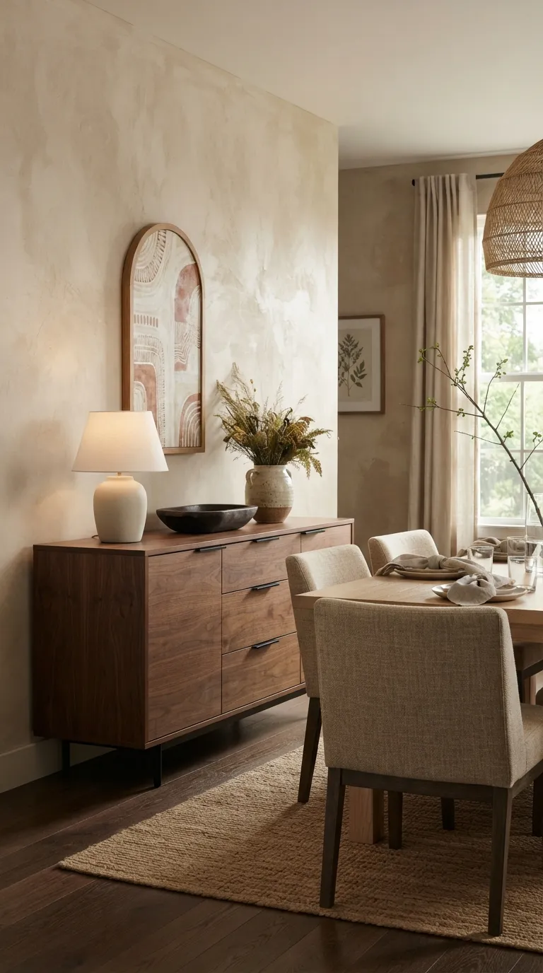 dining room buffet decor modern Textured Wall Backdrop