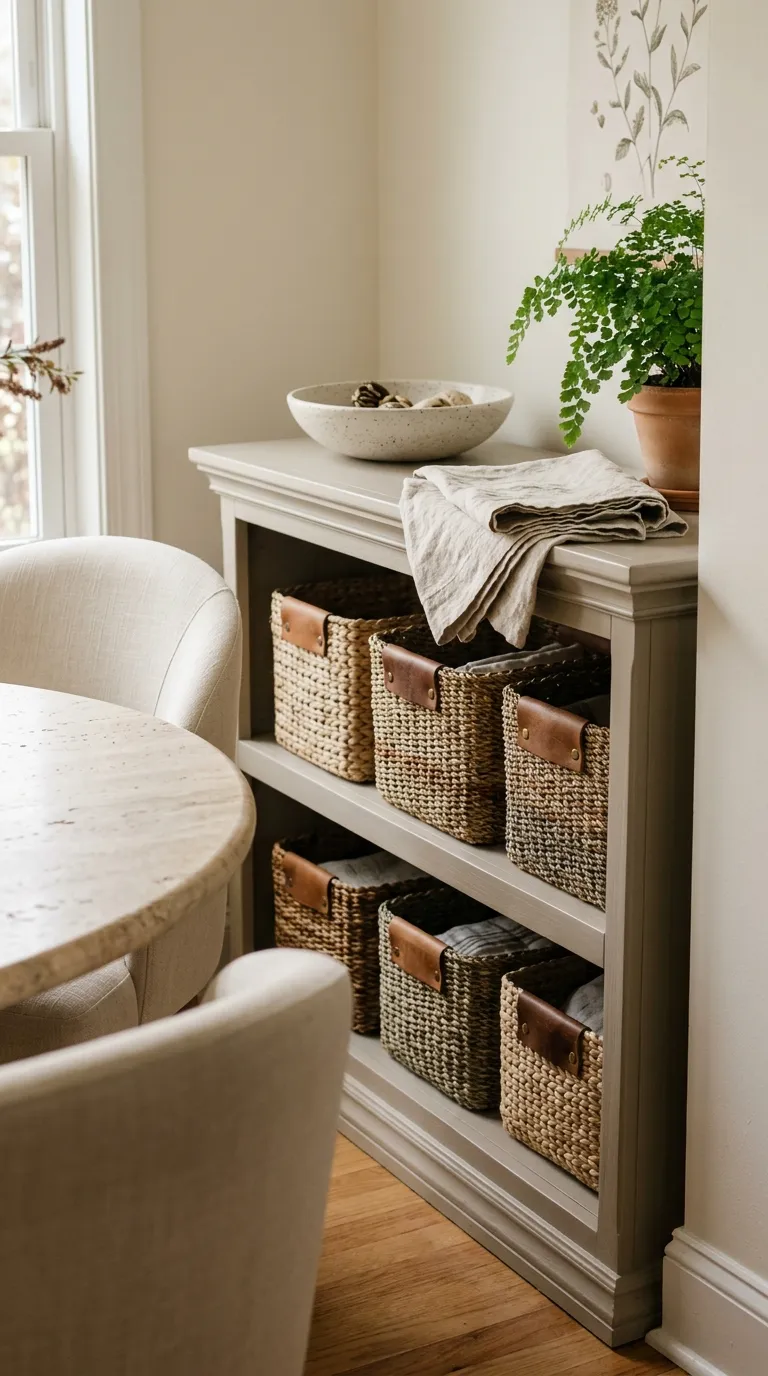 dining room cabinet decor Baskets for Useful Storage