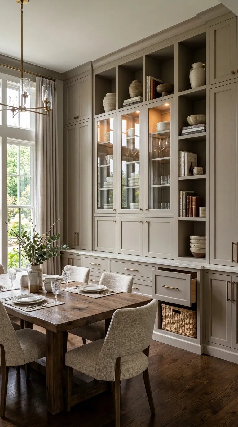 dining room cabinet decor Built-In Cabinet With Mixed Storage