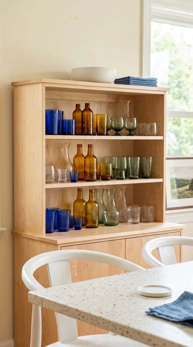 dining room cabinet decor Colorful Glass Accents
