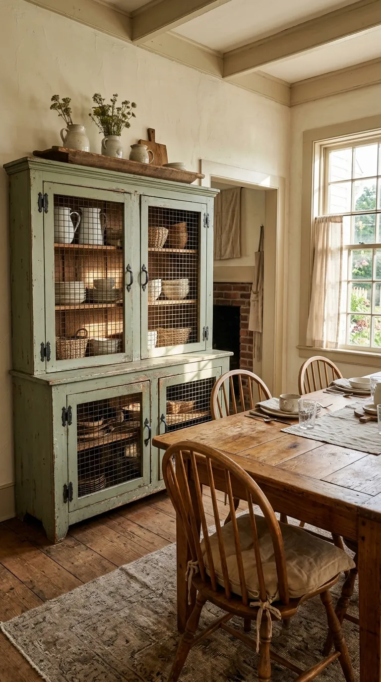 dining room cabinet decor Farmhouse Cabinet With Iron Details