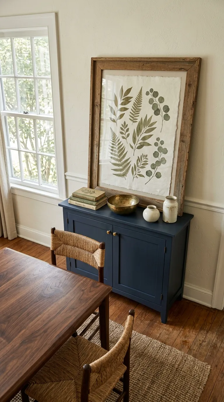 dining room cabinet decor Framed Art on the Cabinet