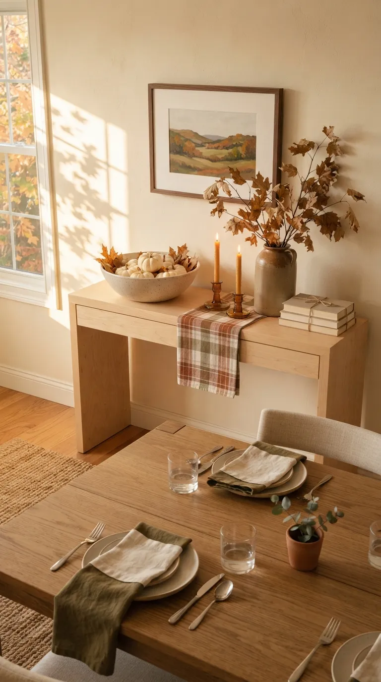 dining room console table decor Seasonal Dining Console Decor